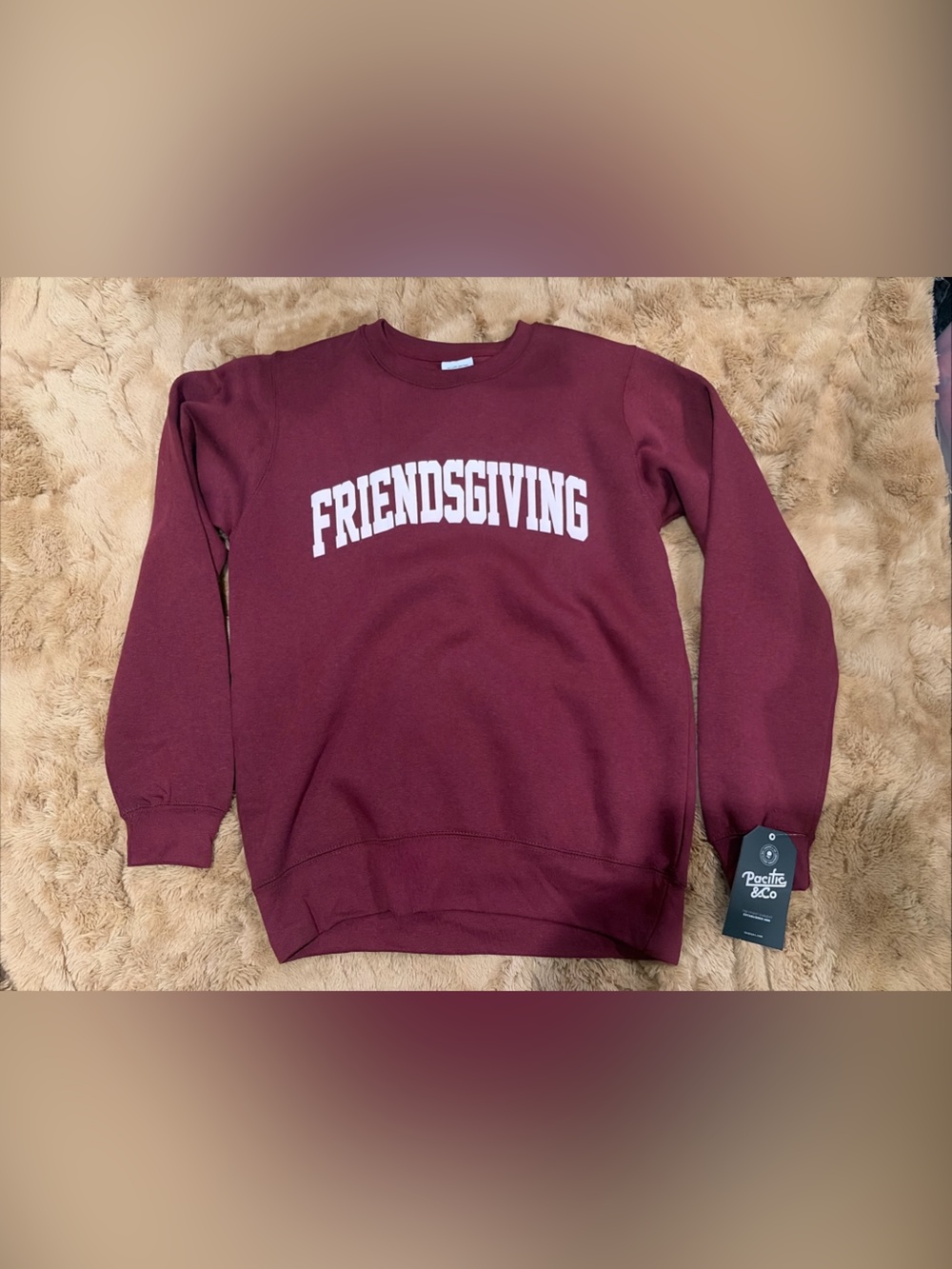 Friendsgiving Sweatshirt Friends Burgundy Holidays Thanksgiving NWT